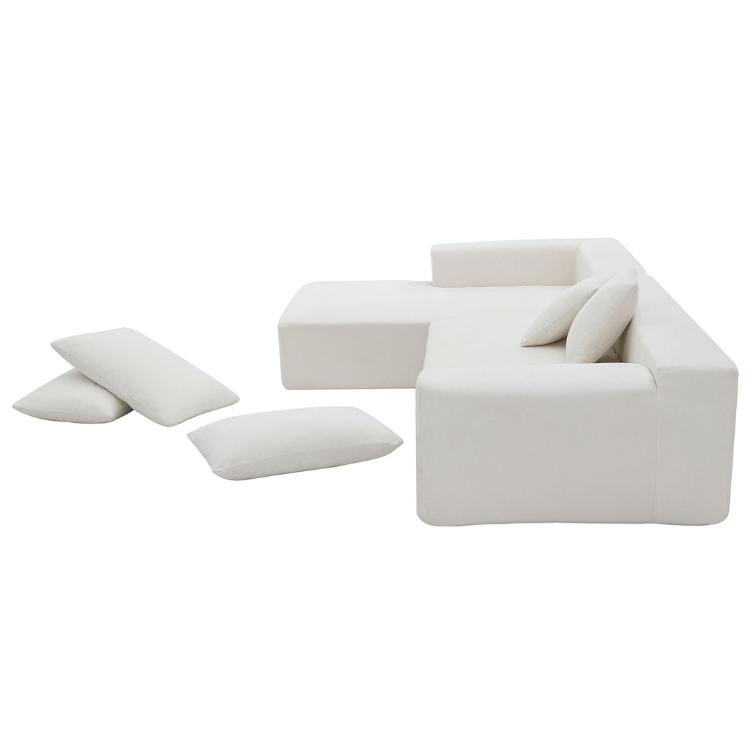 Buy farmhouse furniture The Marbella Beige Estate Modern Large Mediterranean L-Shape Modular Sectional Sofa - Modern Cottage Farmhouse Furniture