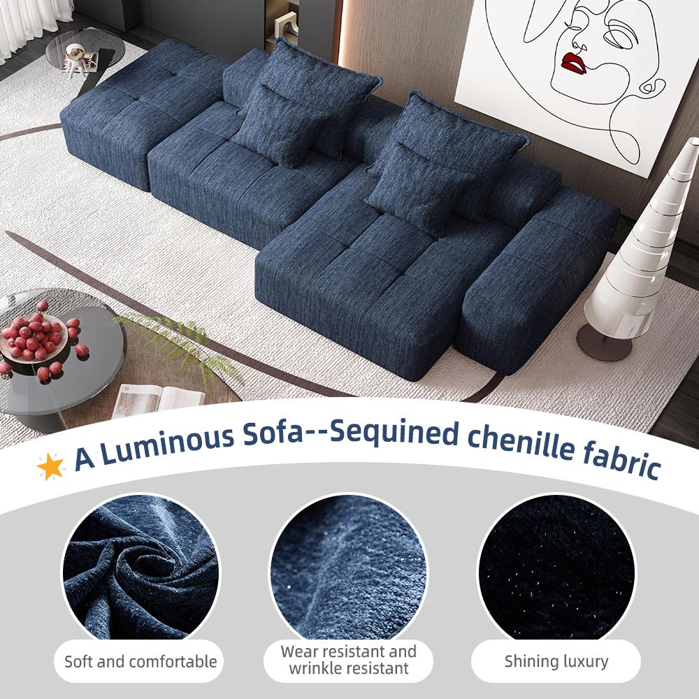 Buy farmhouse furniture The Blue Ridge | Modern Contemporary Farmhouse Oversized Modular Sectional Sofa with Ottoman - Modern Cottage Farmhouse Furniture
