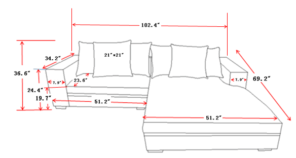 Buy farmhouse furniture Oversized Modern Farmhouse Two-Piece Left Facing Upholstered Sofa Couch - Modern Cottage Farmhouse Furniture