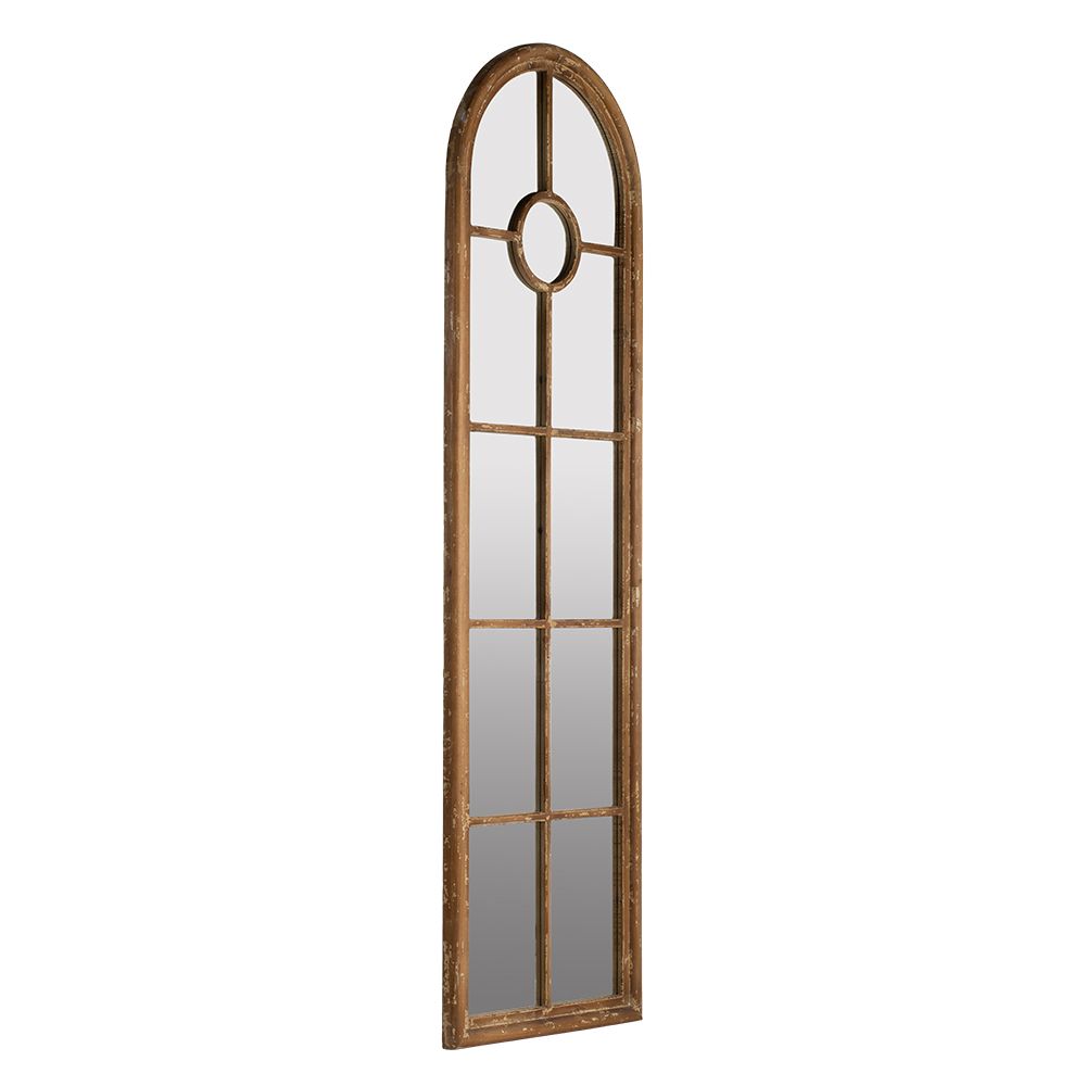 Buy farmhouse furniture Farmhouse Decorative Half-Round Elongated Mirror - Classic Window Design - Modern Cottage Farmhouse Furniture