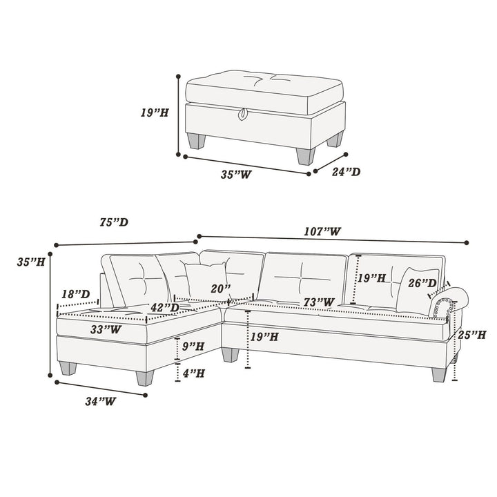 Buy farmhouse furniture Contemporary Farmhouse 3-pcs Sofa Sectional Couch - Modern Cottage Farmhouse Furniture