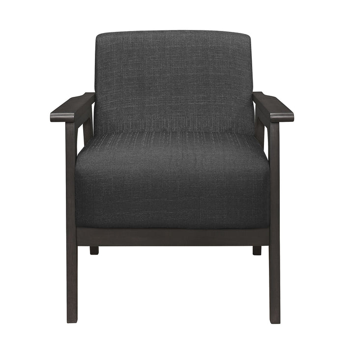Buy farmhouse furniture Dark Gray Fabric Upholstered Accent Chair 1pc Solid Rubberwood Antique Gray Finish Living Room Furniture - Modern Cottage Farmhouse Furniture