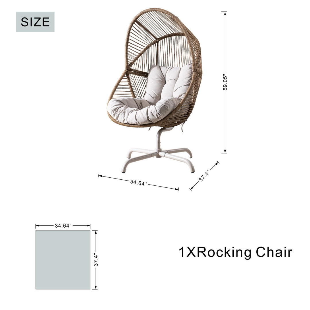 Buy farmhouse furniture Ecru Homestead | Brown Farmhouse Wicker Egg Rocking Contemporary Accent Chair - Modern Cottage Farmhouse Furniture