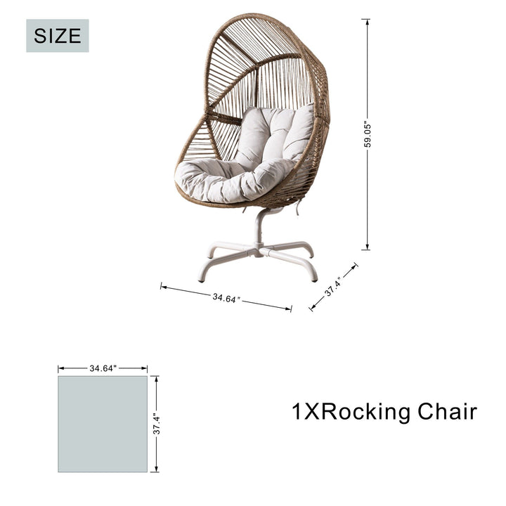 Buy farmhouse furniture Ecru Homestead | Brown Farmhouse Wicker Egg Rocking Contemporary Accent Chair - Modern Cottage Farmhouse Furniture