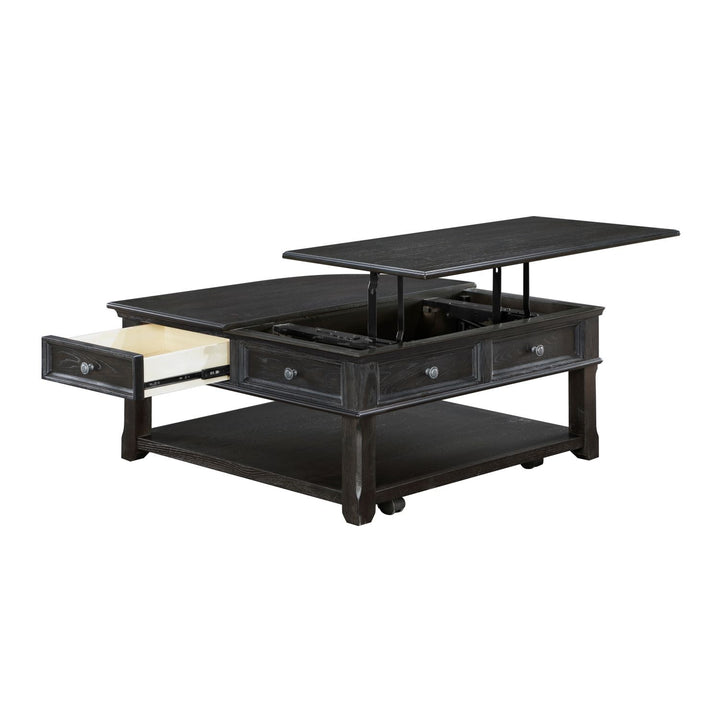 Buy farmhouse furniture Iron Oak Farm | Large Gray Modern Farmhouse Shelved Coffee Table - Modern Cottage Farmhouse Furniture