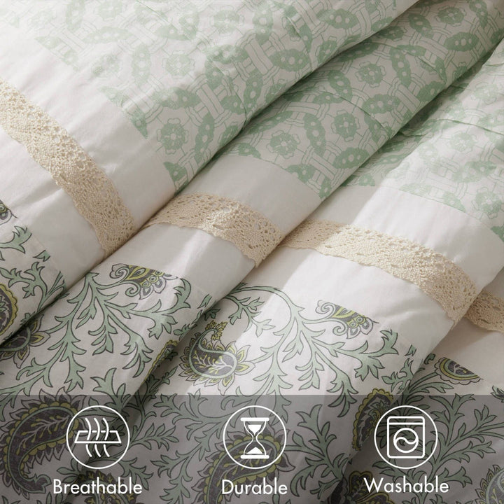 Buy farmhouse furniture 9 Piece Cotton Percale Comforter Set King - Modern Cottage Farmhouse Furniture