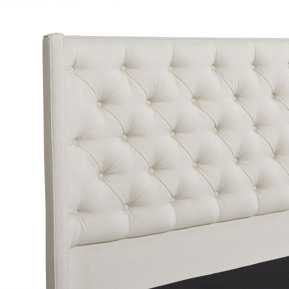 Buy farmhouse furniture Manhattan Shelter King Platform Bed Frame, Light Beige Linen - Modern Cottage Farmhouse Furniture
