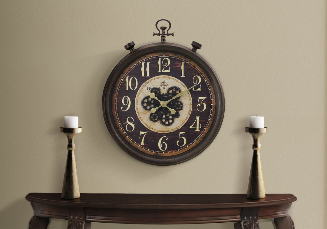 Buy farmhouse furniture 24" Tradition Round Wall Clock, Brown - Modern Cottage Farmhouse Furniture
