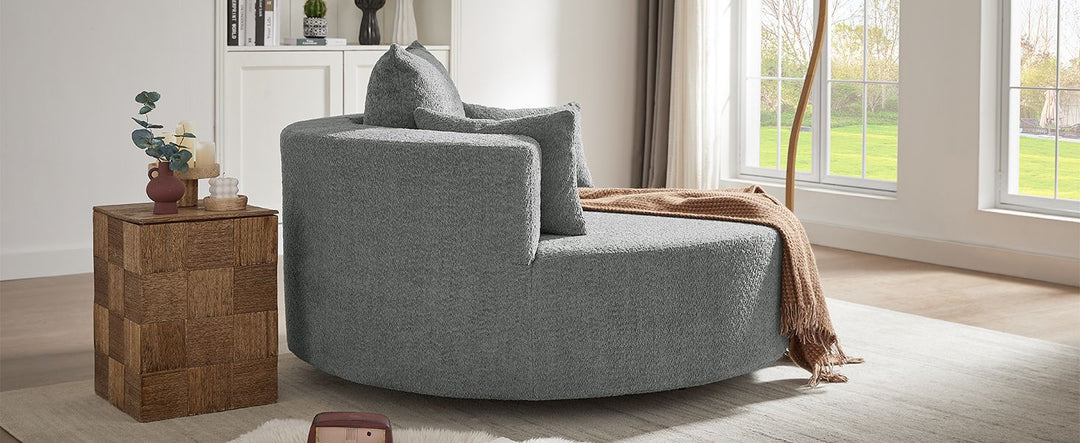 Buy farmhouse furniture Quiet Slate | Modern Gray Contemporary Swivel Circle Circular Sofa Accent Chair - Modern Cottage Farmhouse Furniture