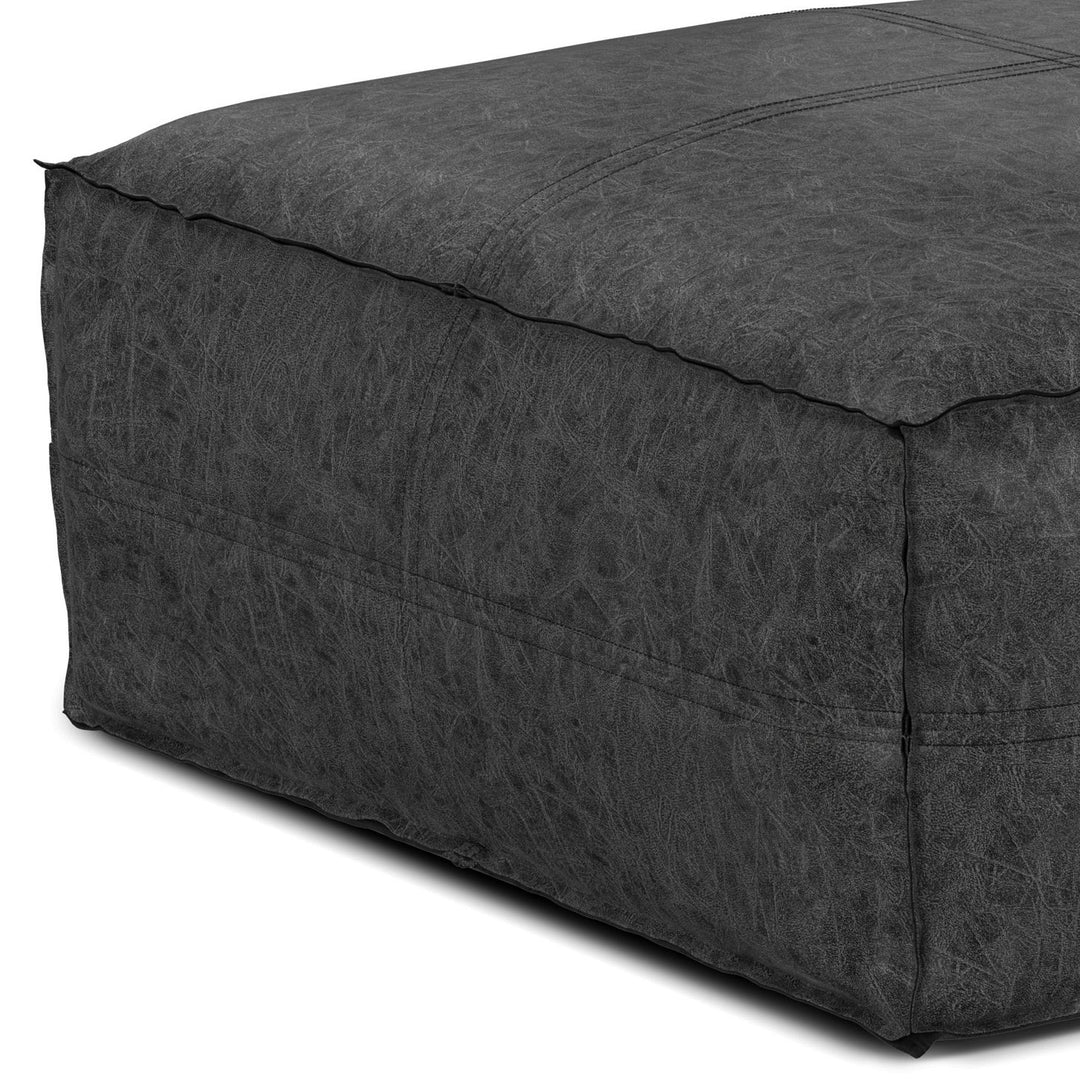 Buy farmhouse furniture Brody - Large Square Coffee Table Pouf - Distressed Black - Modern Cottage Farmhouse Furniture