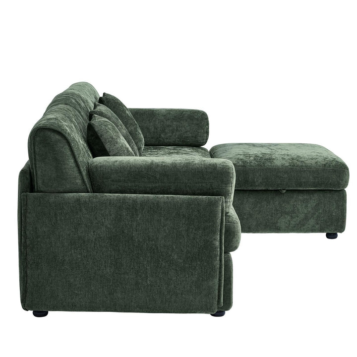 Buy farmhouse furniture Olea Farm | Oversized Green L-Shape 4 Seater Modular Farmhouse Sofa Couch - Modern Cottage Farmhouse Furniture