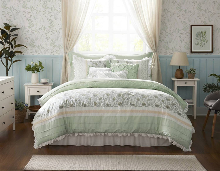 Buy farmhouse furniture 9 Piece Cotton Percale Comforter Set King - Modern Cottage Farmhouse Furniture