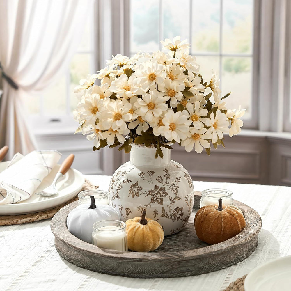 Buy farmhouse furniture Ceramic Vintage Vase, 5.91 Inch Retro Ice Cracked Chinoiserie Floral Vase, Rustic Farmhouse Vases for Home Decor, Bookshelf, Garden, Chinoiserie Decor, Tuscan Decor, Brown Floral Pattern - Modern Cottage Farmhouse Furniture