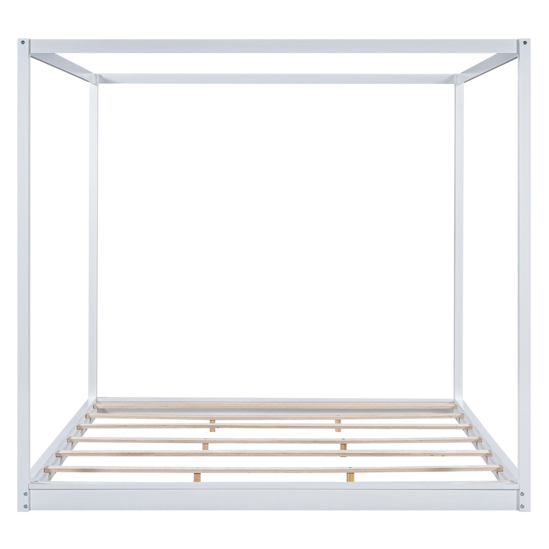 Buy farmhouse furniture King Size Canopy Platform Bed with Support Legs,White - Modern Cottage Farmhouse Furniture