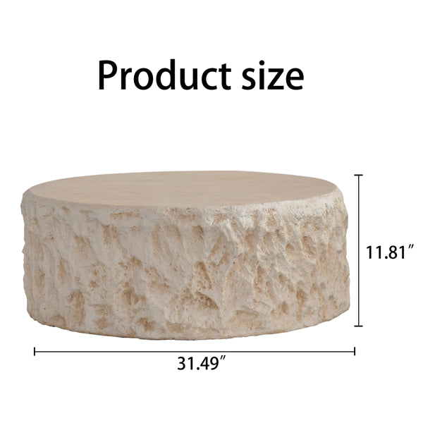 Buy farmhouse furniture Helios | Circular Italian Mediterranean Limestone Artificial Coffee Table - Modern Cottage Farmhouse Furniture