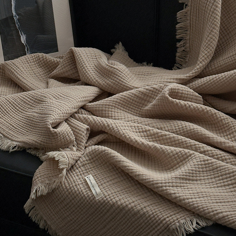 Buy farmhouse furniture Ranchwood Haven | Modern Neutral Farmhouse Tassel Throw Blanket - Modern Cottage Farmhouse Furniture