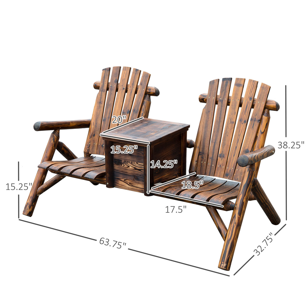 Buy farmhouse furniture Rustic Brown Double Wooden Farmhouse Country Chair with Ice Bucket - Modern Cottage Farmhouse Furniture