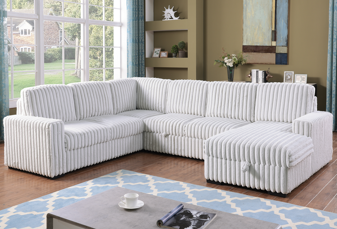 Buy farmhouse furniture Valentina | Upholstered Oversized White U Shape Mediterranean Sofa Sectional - Modern Cottage Farmhouse Furniture
