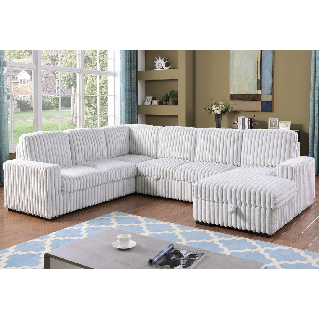 Buy farmhouse furniture Valentina | Upholstered Oversized White U Shape Mediterranean Sofa Sectional - Modern Cottage Farmhouse Furniture