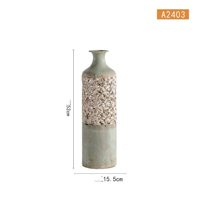 Buy farmhouse furniture Isca Marina | Mediterranean Vintage Green Floor Vase - Modern Cottage Farmhouse Furniture