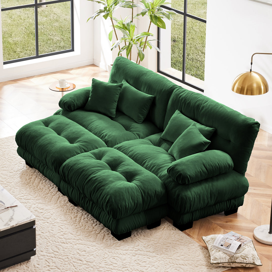 Buy farmhouse furniture Marbella | Upholstered Mediterranean Luxury Cloud Green Wide Arm Sofa 2 Chaises - Modern Cottage Farmhouse Furniture