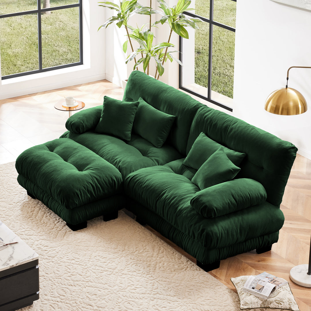 Buy farmhouse furniture Marbella | Upholstered Mediterranean Luxury Cloud Green Wide Arm Sofa - Modern Cottage Farmhouse Furniture