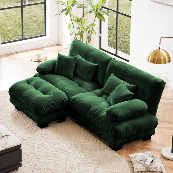 Buy farmhouse furniture Marbella | Upholstered Mediterranean Luxury Cloud Green Wide Arm Sofa - Modern Cottage Farmhouse Furniture