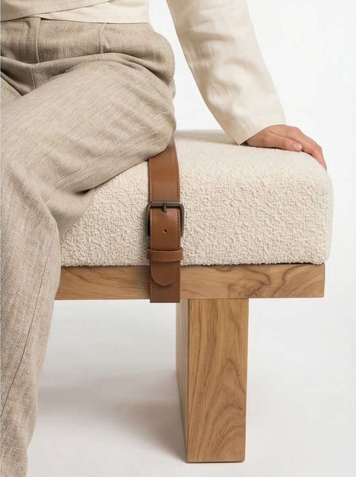Buy farmhouse furniture Valencia Oro Greece Mediterranean Cream Bouclé Bench - Modern Cottage Farmhouse Furniture