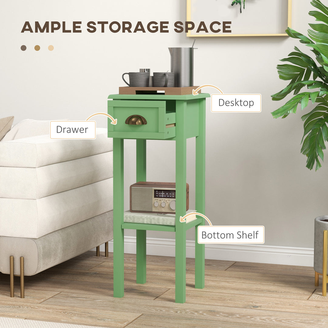 Buy farmhouse furniture Sage 2-Tier Side Table with Drawer and Shelf, End Table - Modern Cottage Farmhouse Furniture