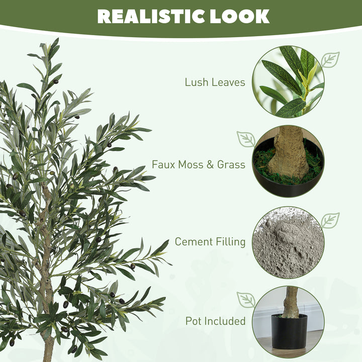 Buy farmhouse furniture Valencia 6ft Artificial Olive Tree – Spanish Mediterranean Interior Plant - Modern Cottage Farmhouse Furniture