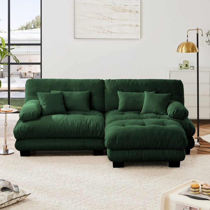 Buy farmhouse furniture Marbella | Upholstered Mediterranean Luxury Cloud Green Wide Arm Sofa - Modern Cottage Farmhouse Furniture
