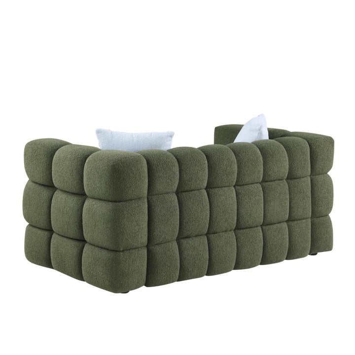 Buy farmhouse furniture Large Modern Olive Green Boucle Italian Mediterranean Sofa Couch - Modern Cottage Farmhouse Furniture