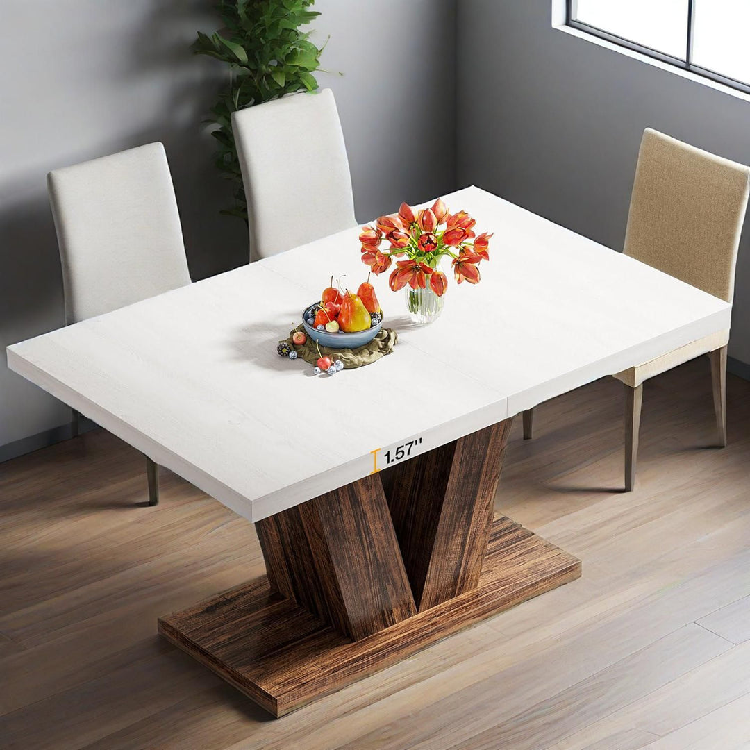 Buy farmhouse furniture Calypso | White 47-Inch Modern Luxury Mediterranean Farmhouse Dining Table - Modern Cottage Farmhouse Furniture