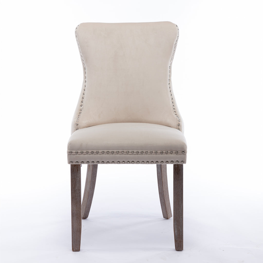 Buy farmhouse furniture Modern Mediterranean Luxury Upholstered Wing-Back Dining Chairs (Set of 2) - Modern Cottage Farmhouse Furniture