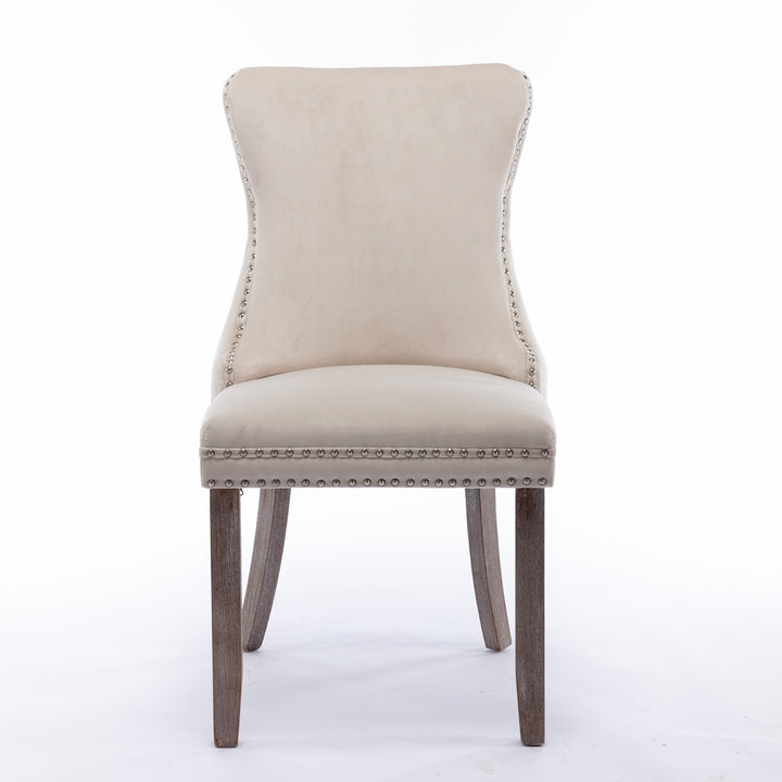 Buy farmhouse furniture Modern Mediterranean Luxury Upholstered Wing-Back Dining Chairs (Set of 2) - Modern Cottage Farmhouse Furniture