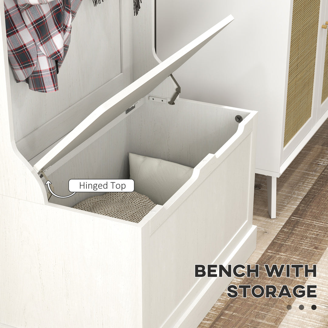 Buy farmhouse furniture White Farmhouse Mudroom Coat Rack Storage Sitting Bench - Modern Cottage Farmhouse Furniture