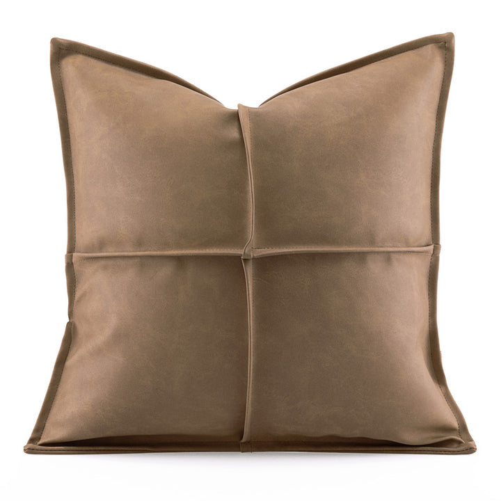 Buy farmhouse furniture Thurii | Leather Mediterranean Cross Pleated Pillowcase - Modern Cottage Farmhouse Furniture