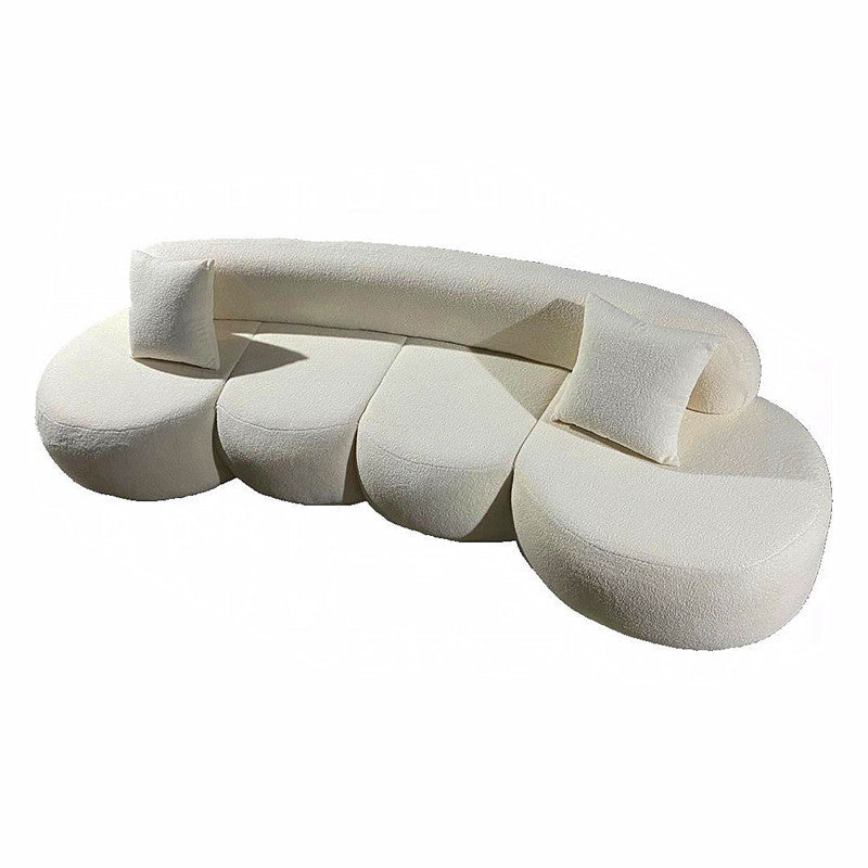 Buy farmhouse furniture La Vista Curved Mediterranean Coast Lamb Sofa - Modern Cottage Farmhouse Furniture