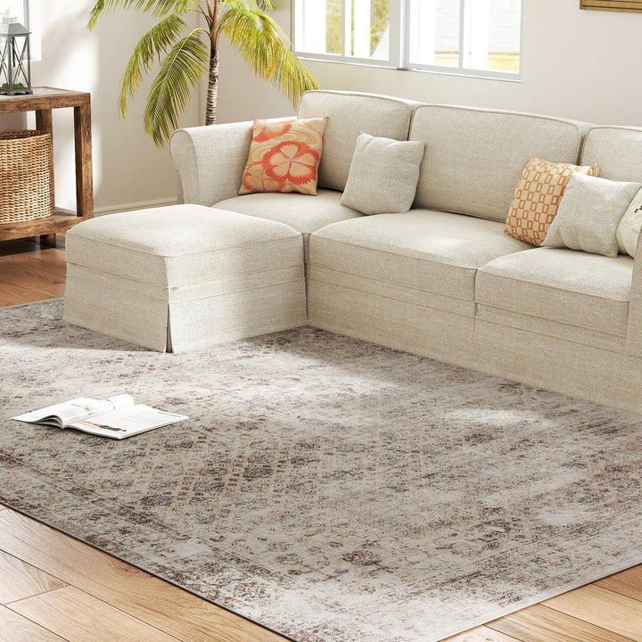 Buy farmhouse furniture Farmhouse Area Rug | Warm Mixed Brown | 8x10 Soft Chenille Living Room Rug - Modern Cottage Farmhouse Furniture