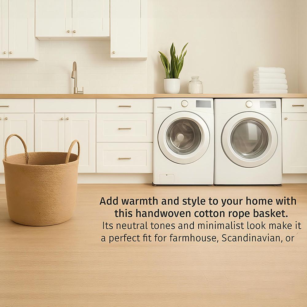 Buy farmhouse furniture Mediterranean Farmhouse Woven Natural Jute Laundry Basket with Handle - Custom Made - Modern Cottage Farmhouse Furniture