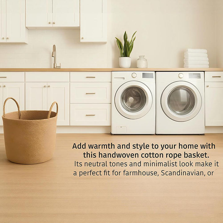 Buy farmhouse furniture Mediterranean Farmhouse Woven Natural Jute Laundry Basket with Handle - Custom Made - Modern Cottage Farmhouse Furniture
