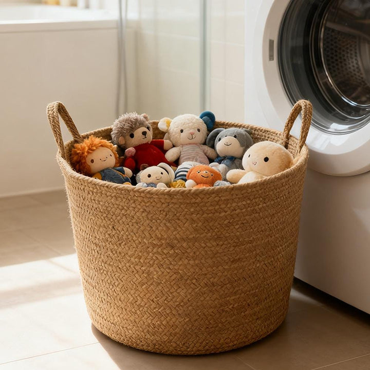 Buy farmhouse furniture Mediterranean Farmhouse Woven Natural Jute Laundry Basket with Handle - Custom Made - Modern Cottage Farmhouse Furniture