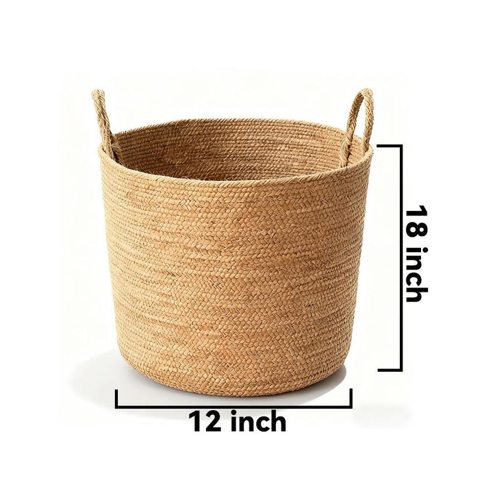 Buy farmhouse furniture Mediterranean Farmhouse Woven Natural Jute Laundry Basket with Handle - Custom Made - Modern Cottage Farmhouse Furniture