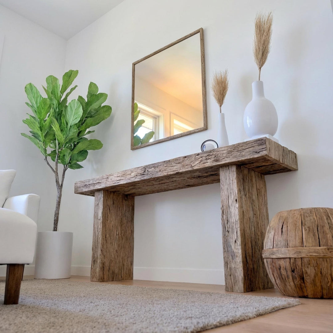 Buy farmhouse furniture Rustic Mediterranean Farmhouse Wooden Foyer Table – Custom Handmade - Modern Cottage Farmhouse Furniture