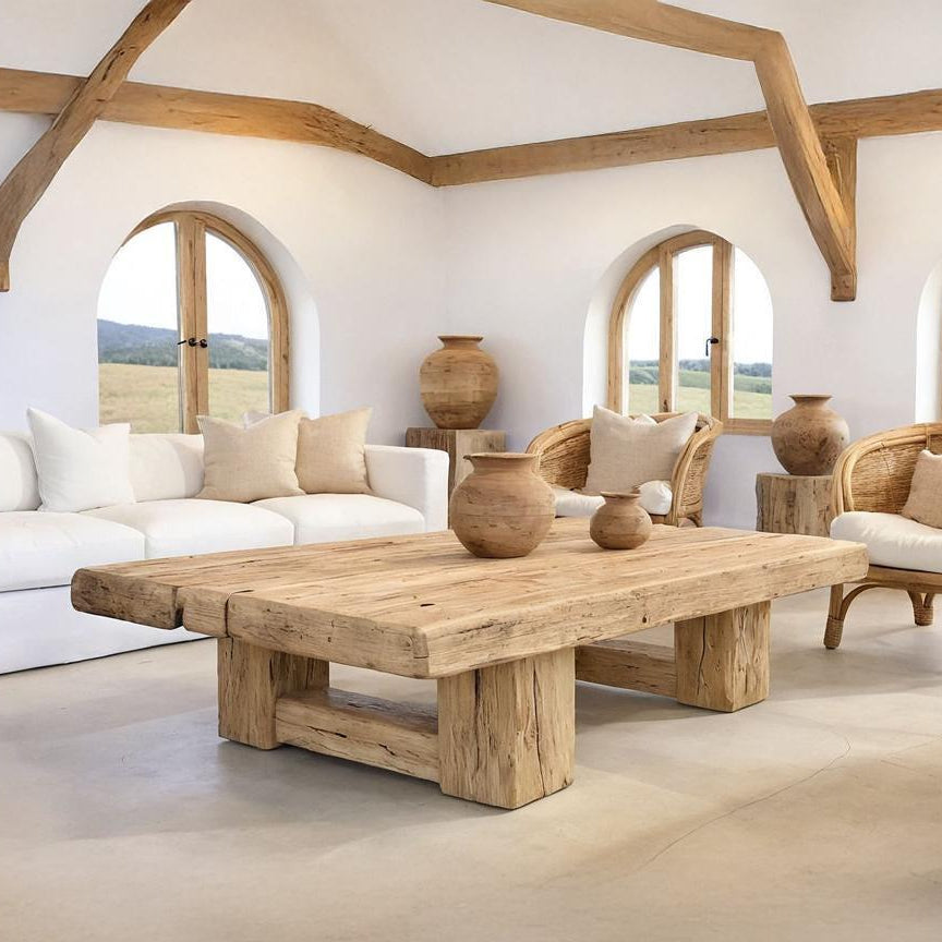 Buy farmhouse furniture Mediterranean Coastal Rustic Wooden Coffee Table – Custom Handmade - Modern Cottage Farmhouse Furniture