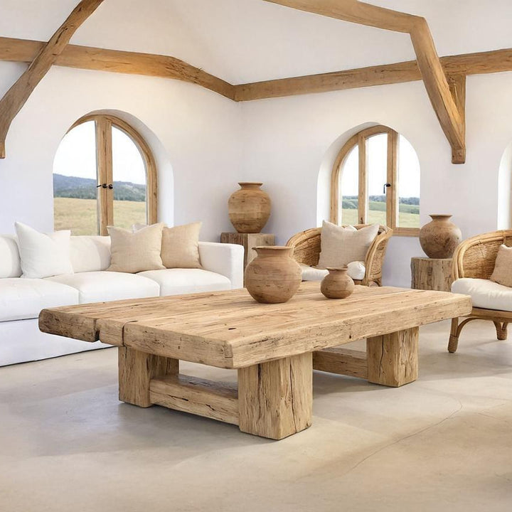 Buy farmhouse furniture Mediterranean Coastal Rustic Wooden Coffee Table – Custom Handmade - Modern Cottage Farmhouse Furniture