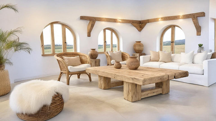 Buy farmhouse furniture Mediterranean Coastal Rustic Wooden Coffee Table – Custom Handmade - Modern Cottage Farmhouse Furniture