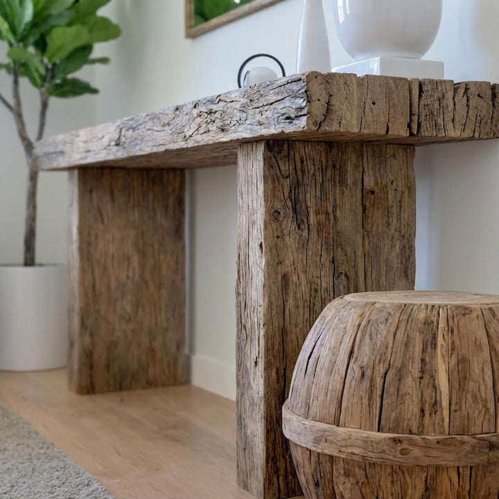 Buy farmhouse furniture Rustic Mediterranean Farmhouse Wooden Foyer Table – Custom Handmade - Modern Cottage Farmhouse Furniture