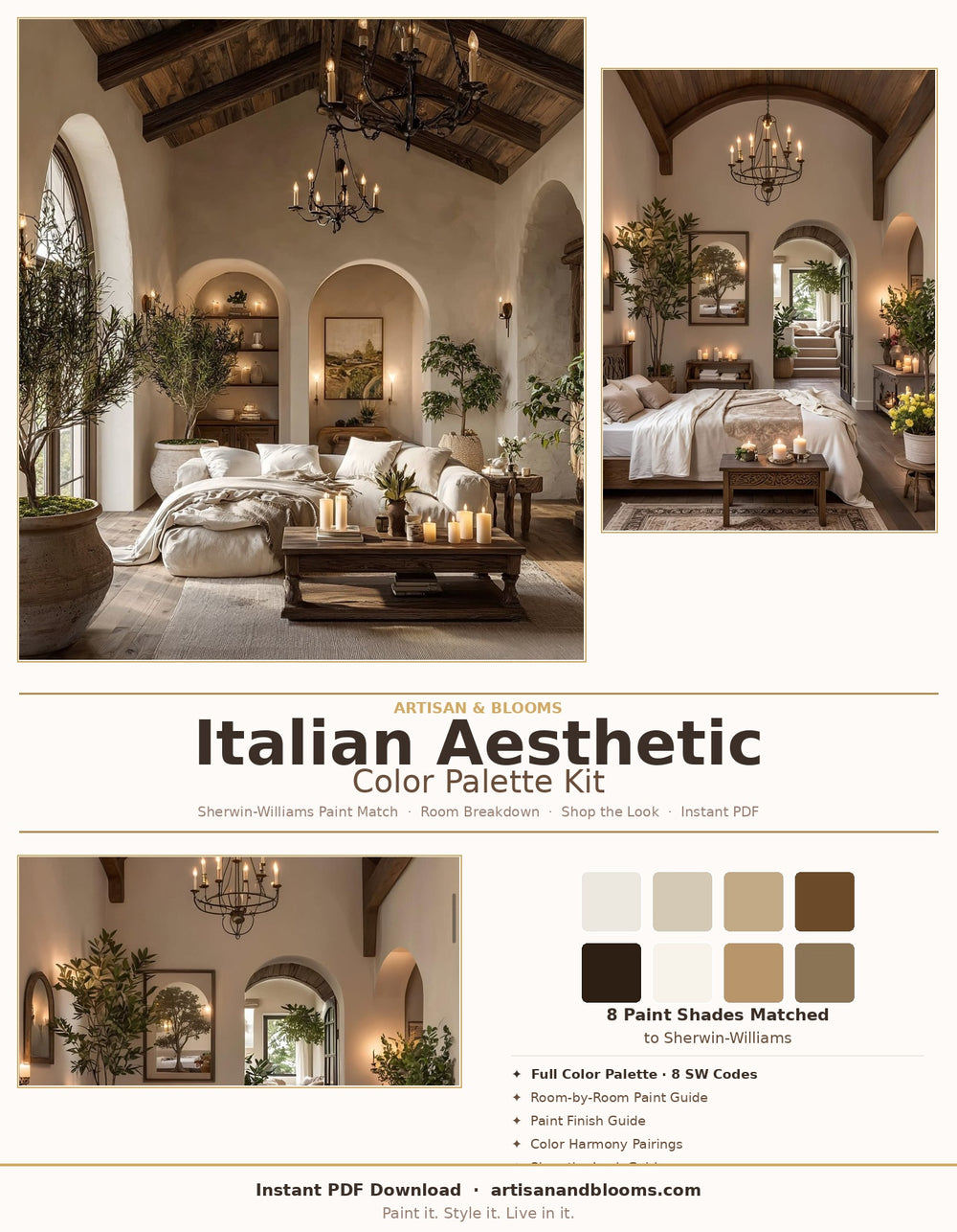 Buy farmhouse furniture Italy Paint Color Palette Kit | Instant Download - Modern Cottage Farmhouse Furniture