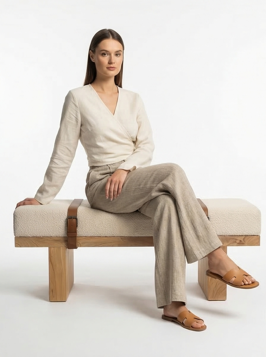 Buy farmhouse furniture Valencia Oro Greece Mediterranean Cream Bouclé Bench - Modern Cottage Farmhouse Furniture